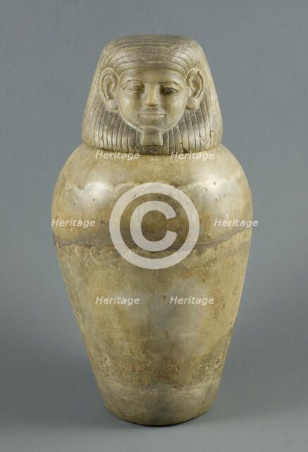 Canopic Jar with Human Head Lid, Egypt, Middle Kingdom, Dynasty 12 (about 1985-1773 BCE). Creator: Unknown.