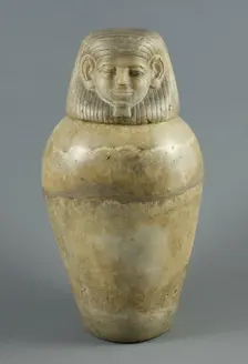 Canopic Jar with Human Head Lid, Egypt, Middle Kingdom, Dynasty 12 (about 1985-1773 BCE). Creator: Unknown