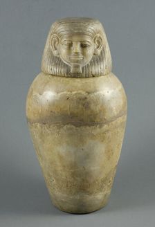 Canopic Jar with Human Head Lid, Egypt, Middle Kingdom, Dynasty 12 (about 1985-1773 BCE). Creator: Unknown
