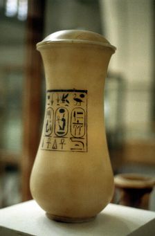 Canopic jar, vessel used for burial of embalmed viscera, Ancient Egyptian