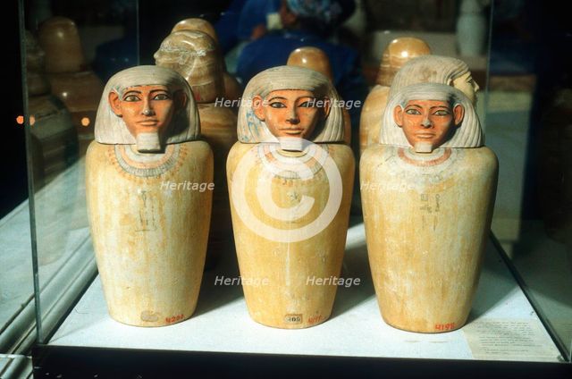 Canopic Jars, Ancient Egyptian, 26th dynasty, 664-525 BC. Artist: Unknown