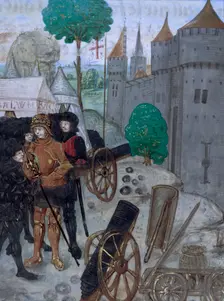 Cannon and equipment, late 15th century. Creator: Unknown