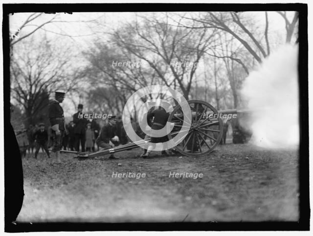 Cannon Firing, between 1909 and 1914. Creator: Harris & Ewing.