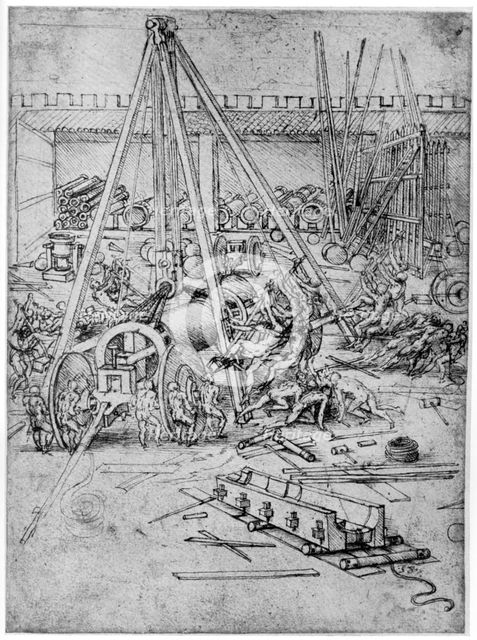 Cannon foundry, 1487 (1954).Artist: Leonardo da Vinci