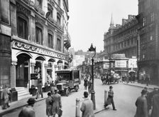 Cannon Street with Lyons shop, hotel and station, London, c1920-c1930. Creator: George Davison Reid