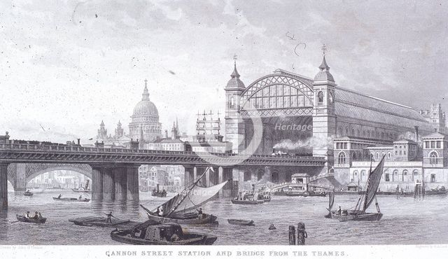 Cannon Street Station, London, 1867. Artist: John Scorrer O'Connor