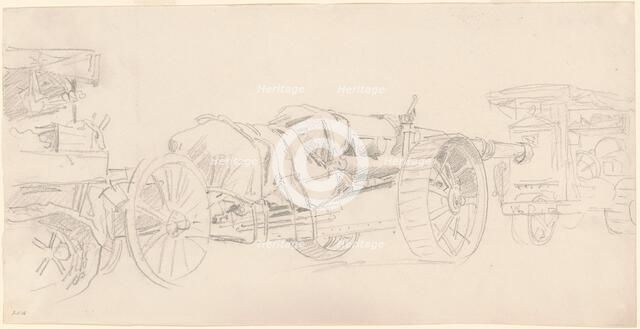 Cannon Trailers, France, 1918. Creator: John Singer Sargent.