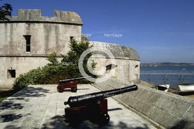 Cannons on a gun platform, Portland Castle, Dorset, 2004. Artist: Historic England Staff Photographer.
