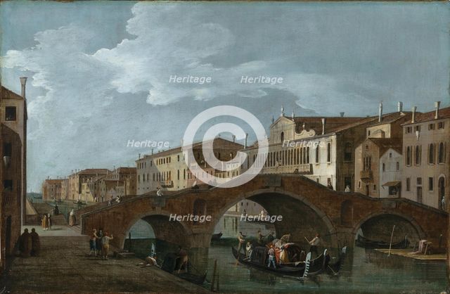 Cannaregio with the Ponte dei Tre Archi and Palazzo Balbi Valier in Venice. Creator: Canal, Bernardo (1664-1744).