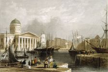 Canning Dock, Liverpool, showing the Custom House, 1841. Creator: Unknown