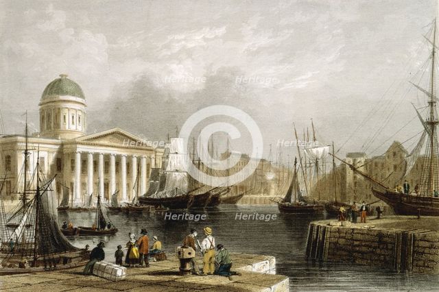 Canning Dock, Liverpool, showing the Custom House, 1841. Creator: Unknown.