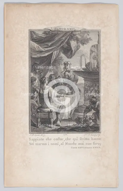 Canto 26, Stanza 39, from Orlando Furioso, 1774., 1774. Creator: Nicolas de Launay.