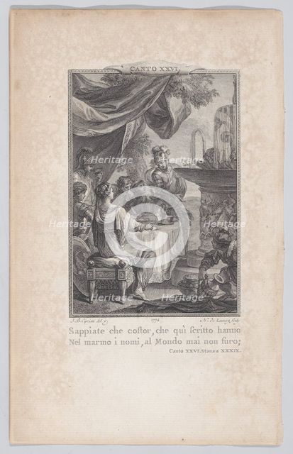 Canto 26, Stanza 39, from Orlando Furioso, 1774., 1774. Creator: Nicolas de Launay.