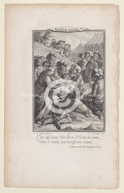 Canto 39, Stanza 57, from Orlando Furioso, 1774., 1774. Creator: Nicolas de Launay.