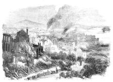 Canton and Part of the Suburbs, sketched during the Conflagration in the City, 1857. Creator: Unknown