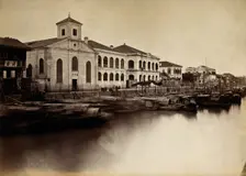 Canton, China: a missionary church and missionaries houses, 18--. Creator: Unknown