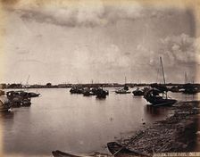 Canton, China: boats off the coast of Canton City, looking south to Honam island, c1873. Creator: William Pryor Floyd