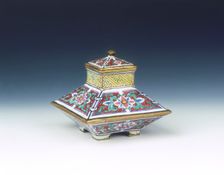 Canton enamel condiment jar and cover, Qing dynasty, China, 18th century
