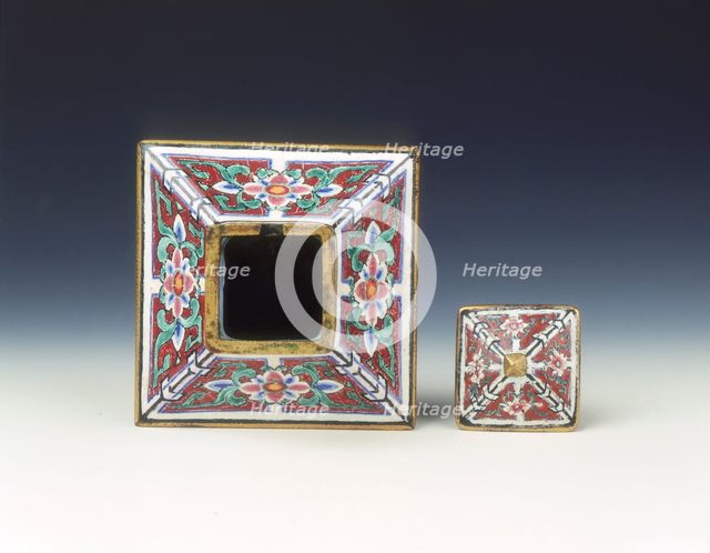 Canton enamel condiment jar and cover, Qing dynasty, China, 18th century. Artist: Unknown