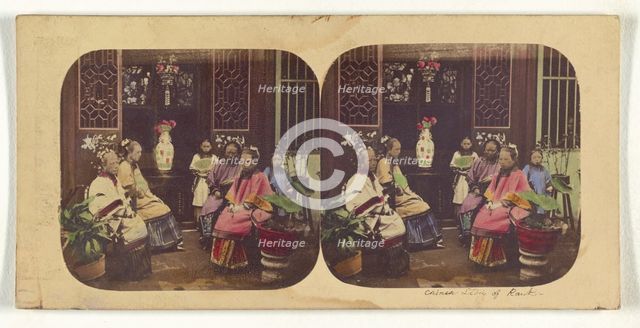 Canton. Group of Chinese Ladies of Rank, Dressed in Evening Costume., 1858-1859. Creators: Pierre Joseph Rossier, Negretti and Zambra.