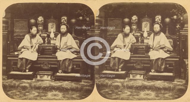 Canton. Two Chinese Ladies of Rank sitting for their Portraits., 1858-1859. Creators: Pierre Joseph Rossier, Negretti and Zambra.