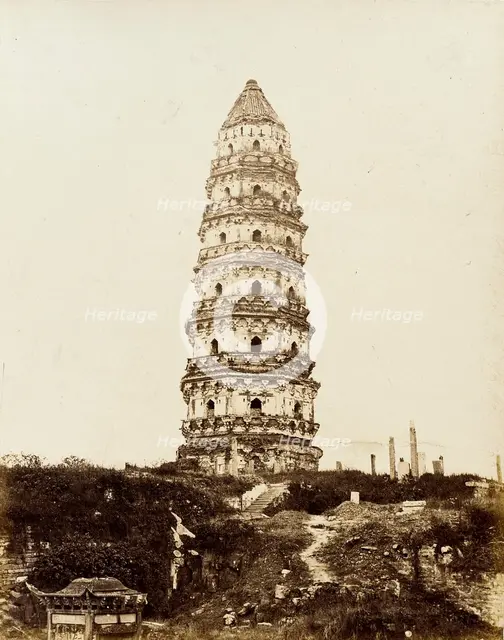 Cantonese Masonry Pagoda, 1860. Creator: Felice Beato.