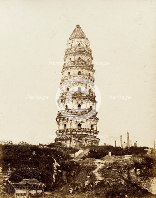 Cantonese Masonry Pagoda, 1860. Creator: Felice Beato.