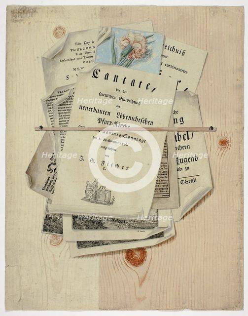 Cantate:  Trompe l'Oeil of Posted Prints, 1735/1765. Creator: Martin Cerulli.
