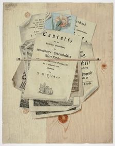 Cantate: Trompe l'Oeil of Posted Prints, 1735/1765. Creator: Martin Cerulli