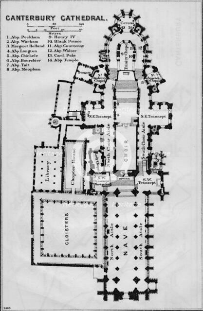 'Canterbury Cathedral', c20th Century. Artist: John Bartholomew.