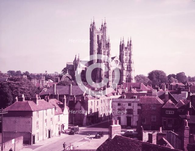 Canterbury Cathedral from the west, Kent, c1955.  Creator: Arthur Charles Kirby Ware.