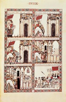Cantiga XCIX: Como Santa Maria destruyu un gran poboo de mouros que entraran ha vila de crischao…