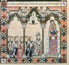 Cantiga XXXIII: Esta é como Santa Maria levou en salvo o romeu que caera no mar, e o guyou per so…