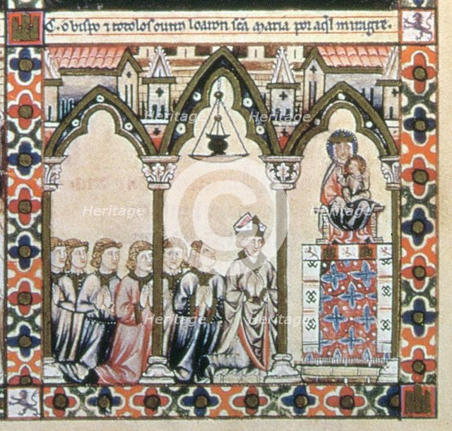Cantiga XXXIII: Esta é como Santa Maria levou en salvo o romeu que caera no mar, e o guyou per so…