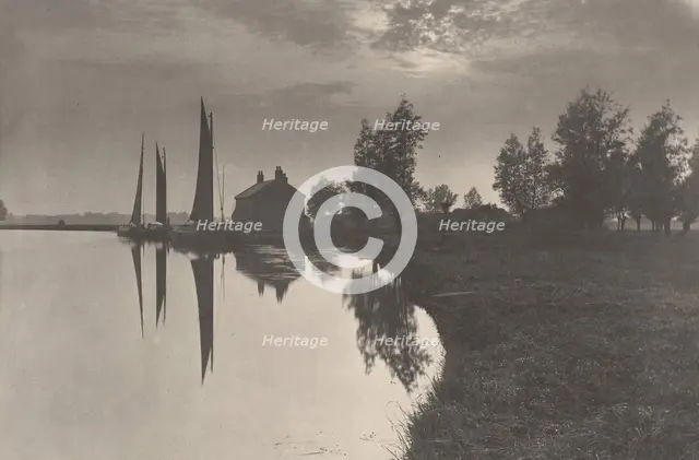 Cantley: Wherries Waiting for the Turn of the Tide, 1886. Creator: Dr Peter Henry Emerson.