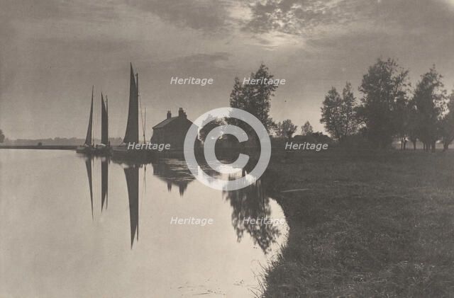 Cantley: Wherries Waiting for the Turn of the Tide, 1886. Creator: Dr Peter Henry Emerson.