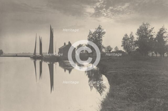 Cantley: Wherries Waiting for the Turn of the Tide, 1886. Creator: Dr Peter Henry Emerson.