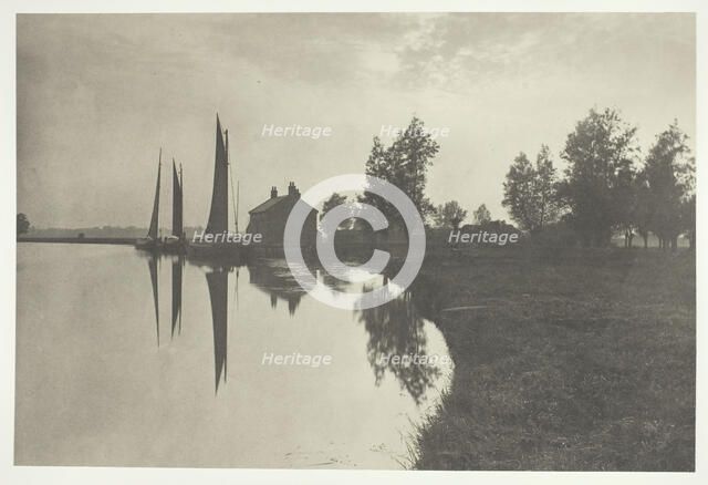 Cantley: Wherries Waiting for the Turn of the Tide, 1886. Creator: Peter Henry Emerson.