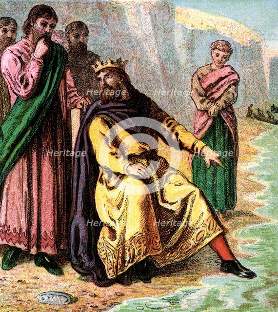 'Canute And His Courtiers', 11th century, (c1850). Artist: Unknown