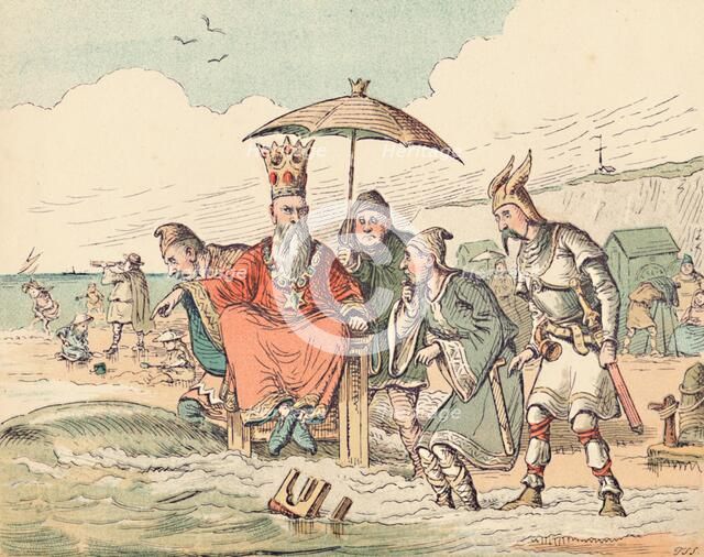 'Canute and his Courtiers', c1884. Artist: Thomas Strong Seccombe.