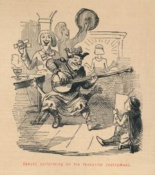 Canute performing on his favourite instrument c1860, (c1860). Artist: John Leech