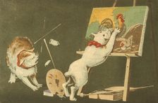 Canvas and Cats, between c1879 and c1881. Creator: Kobayashi Kiyochika