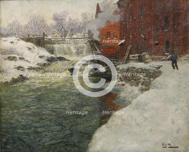 Canvas factory by the Aker River (Kristiania), c. 1890. Artist: Thaulov, Fritz (1847-1906)