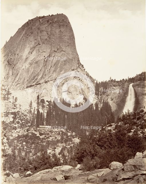 Cap of Liberty and Nevada Fall, Yosemite, ca. 1872, printed ca. 1876. Creator: Attributed to Carleton E. Watkins.