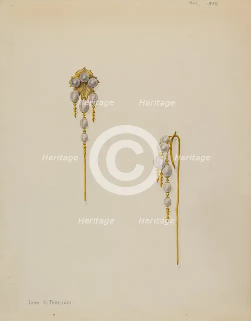 Cap or Bonnet Pin, 1938. Creator: John H. Tercuzzi.