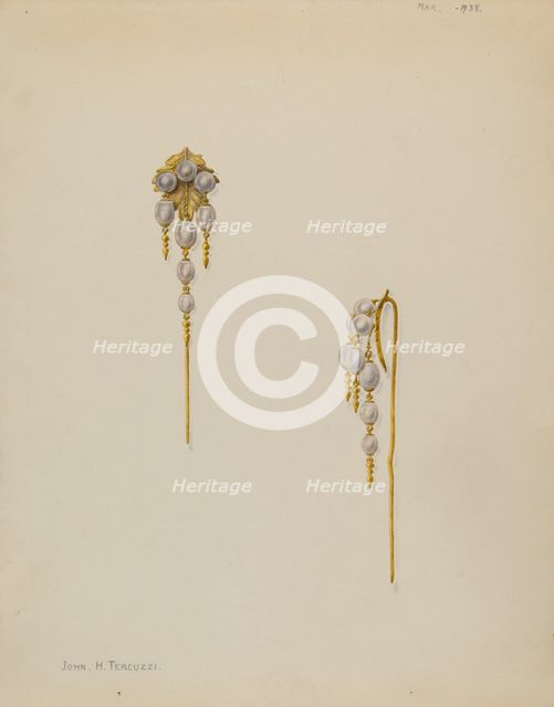Cap or Bonnet Pin, 1938. Creator: John H. Tercuzzi.