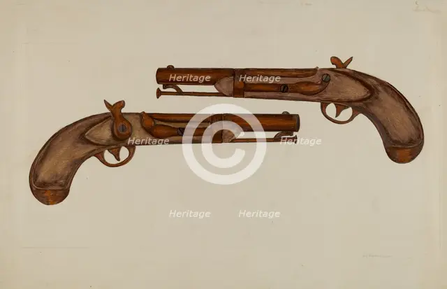Cap and Ball Revolver, c. 1937. Creator: LeRoy Robinson.