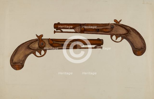 Cap and Ball Revolver, c. 1937. Creator: LeRoy Robinson.