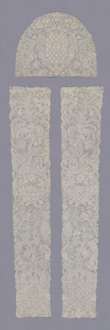 Cap Crown and a Pair of Lappets, Flanders, 1720s. Creator: Unknown