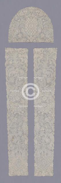 Cap Crown and a Pair of Lappets, Flanders, 1720s. Creator: Unknown.